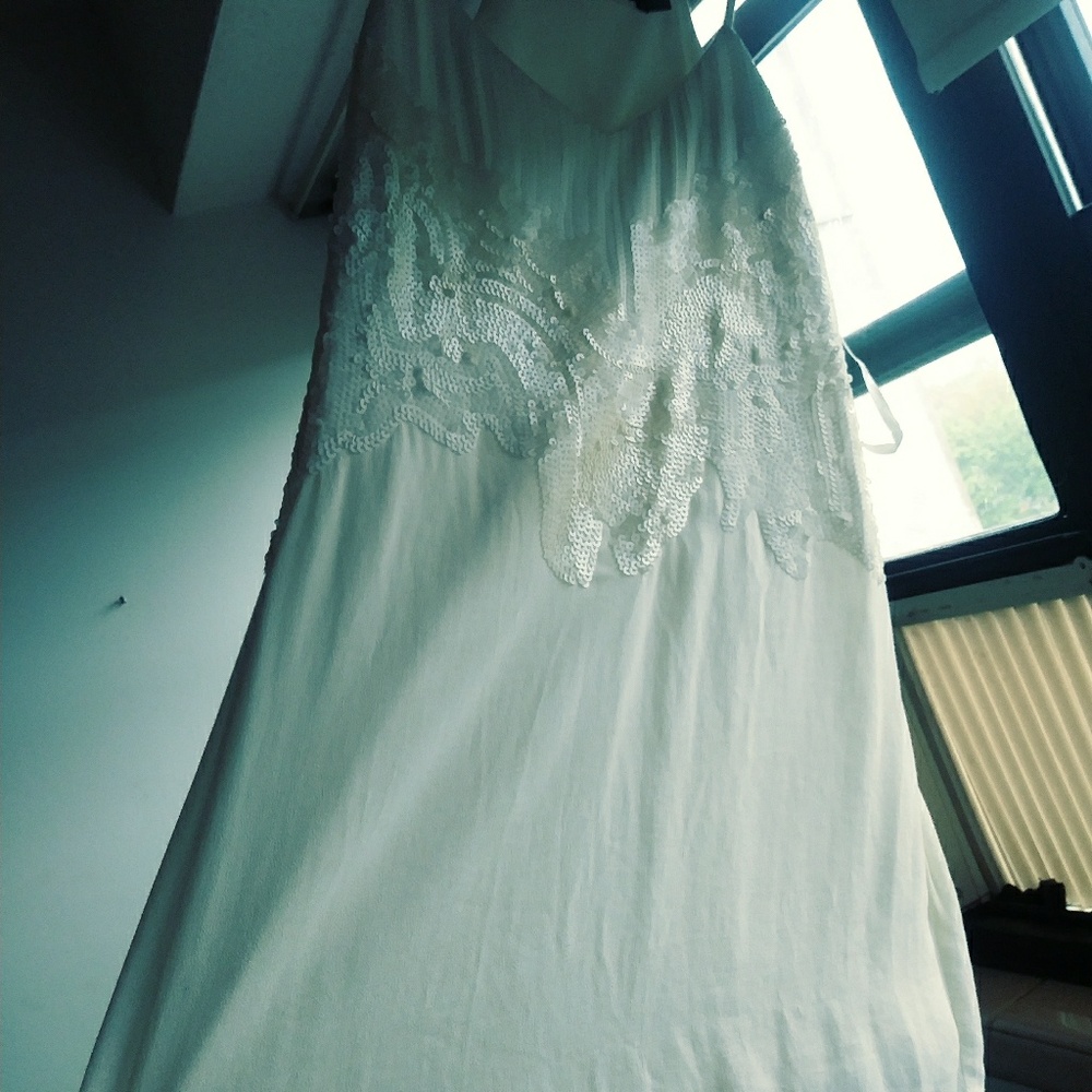 White shear dress with sequence